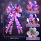 2-Pack Lighted Large Patriotic Bows – 20 x 11 Inch Red, White & Blue Star Burlap Wreath Bows for 4th of July, Veterans Day, Independence Day, Tree Topper, and Holiday Decor
